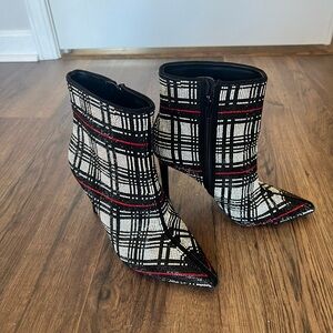INC Womens Reisa Rhinestone Plaid Booties - Size 5M